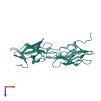 PDB entry 5t2r coloured by chain, top view.