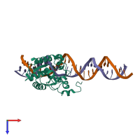 PDB entry 5t2w coloured by chain, top view.