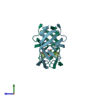 PDB entry 5t2z coloured by chain, side view.