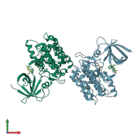 PDB entry 5t31 coloured by chain, front view.