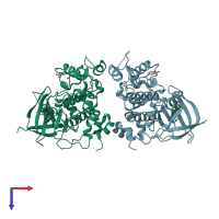 PDB entry 5t31 coloured by chain, top view.