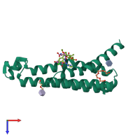 PDB entry 5t37 coloured by chain, top view.