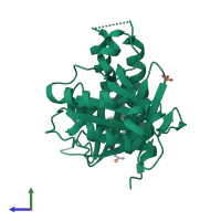 PDB entry 5t3j coloured by chain, side view.