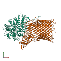 PDB entry 5t3r coloured by chain, front view.