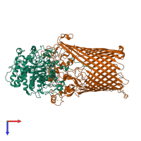 PDB entry 5t3r coloured by chain, top view.