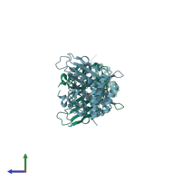 PDB entry 5t3v coloured by chain, side view.