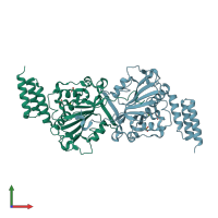 PDB entry 5t40 coloured by chain, front view.