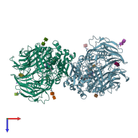 PDB entry 5t4b coloured by chain, top view.