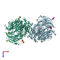 PDB entry 5t4h coloured by chain, top view.