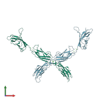 PDB entry 5t4m coloured by chain, front view.