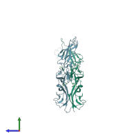PDB entry 5t4m coloured by chain, side view.