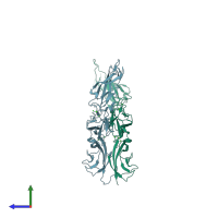 PDB entry 5t4n coloured by chain, side view.