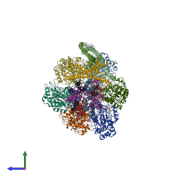 PDB entry 5t4q coloured by chain, side view.