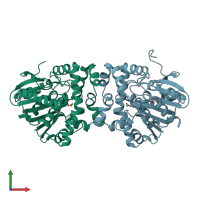 PDB entry 5t4t coloured by chain, front view.