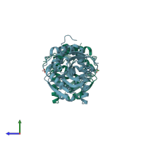 PDB entry 5t4t coloured by chain, side view.