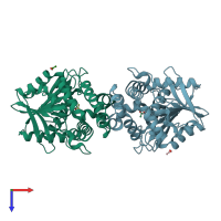 PDB entry 5t4t coloured by chain, top view.