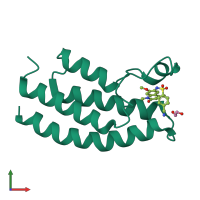 PDB entry 5t4v coloured by chain, front view.