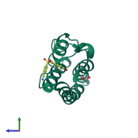 PDB entry 5t4v coloured by chain, side view.