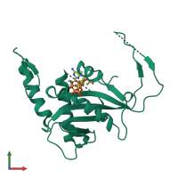 PDB entry 5t53 coloured by chain, front view.