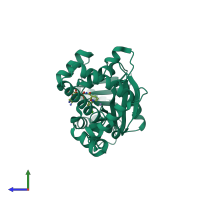 PDB entry 5t57 coloured by chain, side view.
