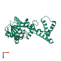 PDB entry 5t57 coloured by chain, top view.