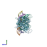 PDB entry 5t5c coloured by chain, side view.