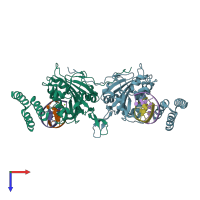 PDB entry 5t5c coloured by chain, top view.