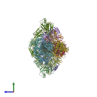 PDB entry 5t5i coloured by chain, side view.