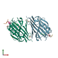 PDB entry 5t5j coloured by chain, front view.