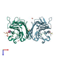 PDB entry 5t5j coloured by chain, top view.