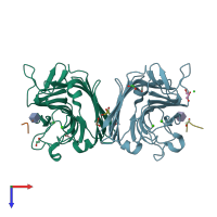 PDB entry 5t5l coloured by chain, top view.