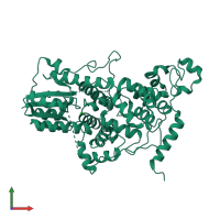 PDB entry 5t5x coloured by chain, front view.