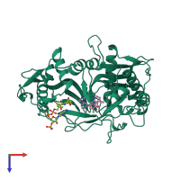 PDB entry 5t6e coloured by chain, top view.