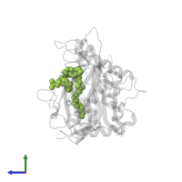 TETRADECANOYL-COA in PDB entry 5t6e, assembly 1, side view.