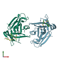 PDB entry 5t6f coloured by chain, front view.