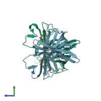 PDB entry 5t6f coloured by chain, side view.