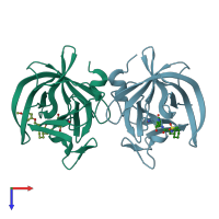 PDB entry 5t6f coloured by chain, top view.