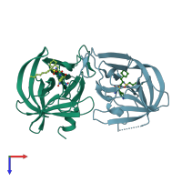 PDB entry 5t6g coloured by chain, top view.