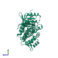 PDB entry 5t6i coloured by chain, side view.