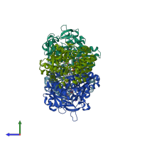 PDB entry 5t6m coloured by chain, side view.