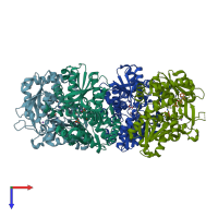 PDB entry 5t6m coloured by chain, top view.