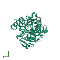 PDB entry 5t6o coloured by chain, side view.