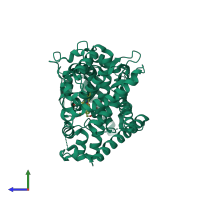 PDB entry 5t6q coloured by chain, side view.