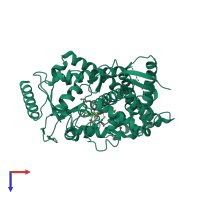 PDB entry 5t6q coloured by chain, top view.