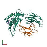 PDB entry 5t6y coloured by chain, front view.