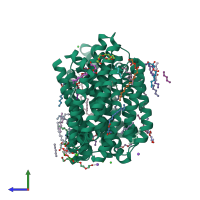 PDB entry 5t77 coloured by chain, side view.