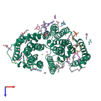 PDB entry 5t77 coloured by chain, top view.