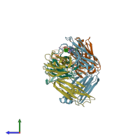 PDB entry 5t78 coloured by chain, side view.