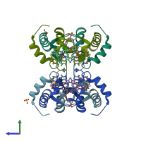 PDB entry 5t7h coloured by chain, side view.
