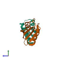 PDB entry 5t7l coloured by chain, side view.